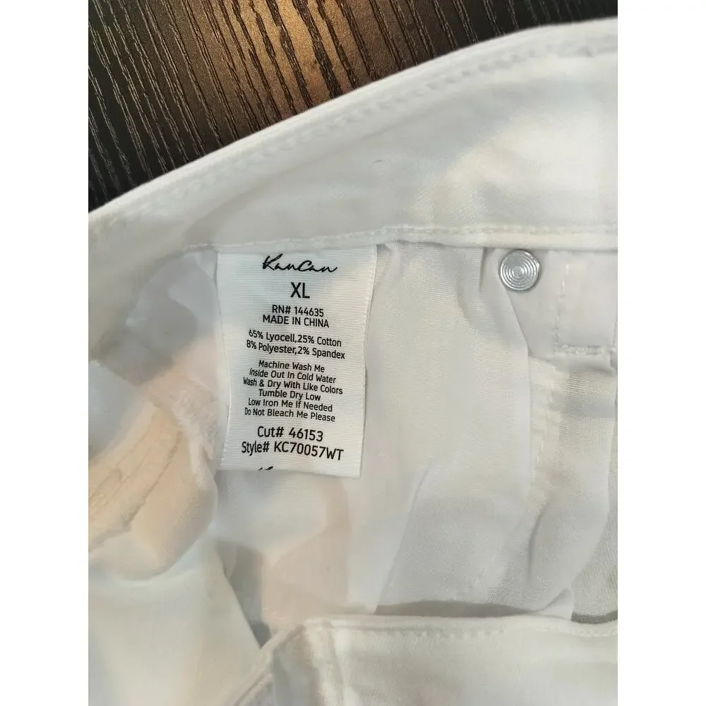 KanCan Women’s White High Rise Frayed Hem Denim Shorts Size XL - Picture 9 of 9